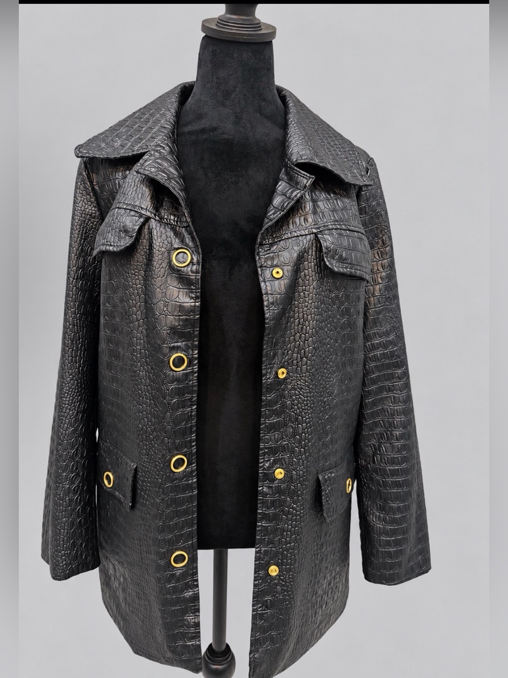 🖤 MISSGUIDED Black Croc Embossed Jacket – Size US 6 🖤
